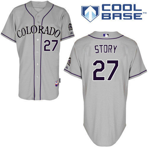 Rockies #27 Trevor Story Grey Cool Base Stitched Youth Baseball Jersey