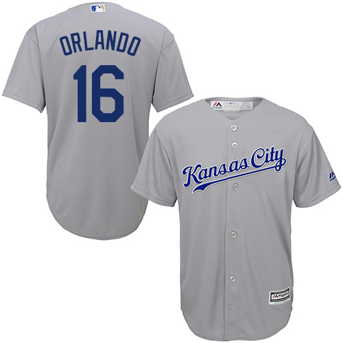 Royals #16 Paulo Orlando Grey Cool Base Stitched Youth Baseball Jersey