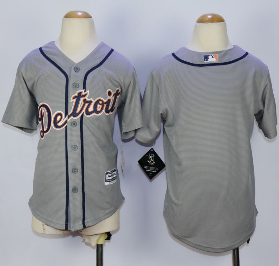 Tigers Blank Grey Cool Base Stitched Youth Baseball Jersey