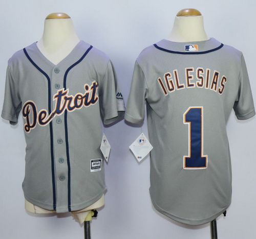 Tigers #1 Jose Iglesias Grey Cool Base Stitched Youth Baseball Jersey