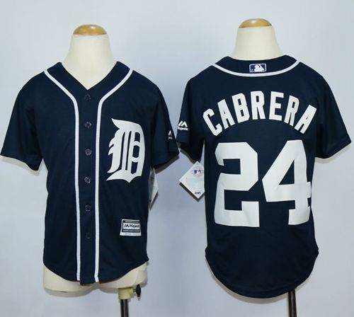 Tigers #24 Miguel Cabrera Navy Blue Cool Base Stitched Youth Baseball Jersey