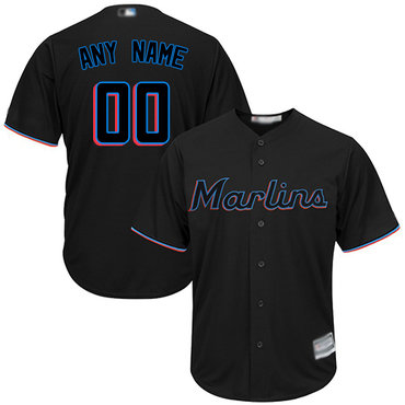 Men's Customized Replica Jersey Black Baseball Alternate Miami Marlins Cool Base