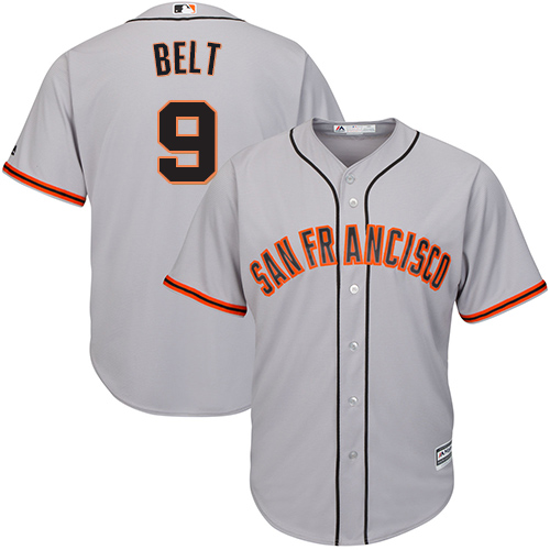 Giants #9 Brandon Belt Grey Road Cool Base Stitched Youth Baseball Jersey