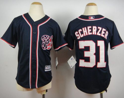 Nationals #31 Max Scherzer Blue Cool Base Stitched Youth Baseball Jersey