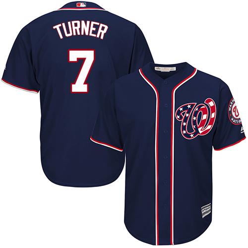 Nationals #7 Trea Turner Navy Blue Cool Base Stitched Youth Baseball Jersey