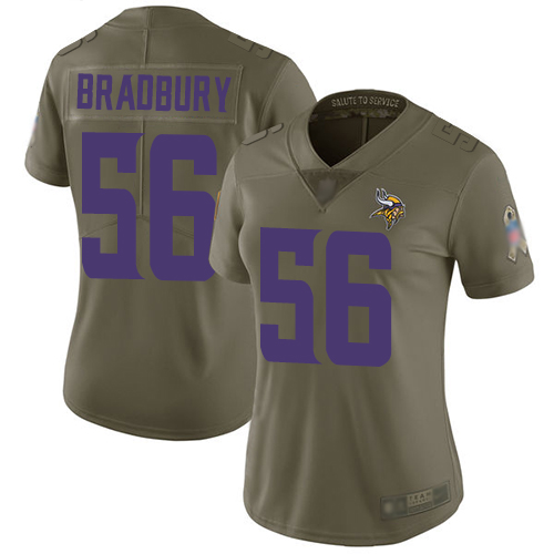 Vikings #56 Garrett Bradbury Olive Women's Stitched Football Limited 2017 Salute to Service Jersey