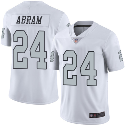 Raiders #24 Johnathan Abram White Youth Stitched Football Limited Rush Jersey