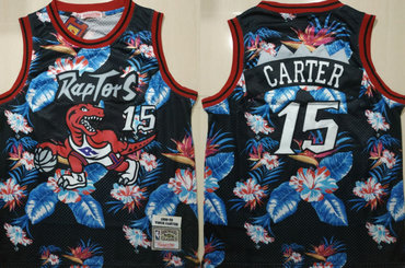 Raptors 15 Vince Carter Black 1998-99 Hardwood Classics Floral Fashion Swingman Jersey