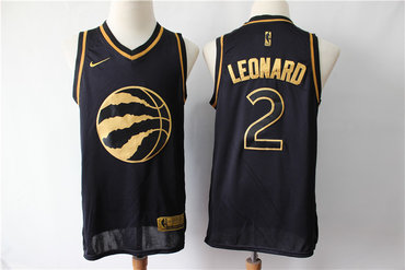 Raptors 2 Kawhi Leonard Black Gold Nike Swingman Jersey