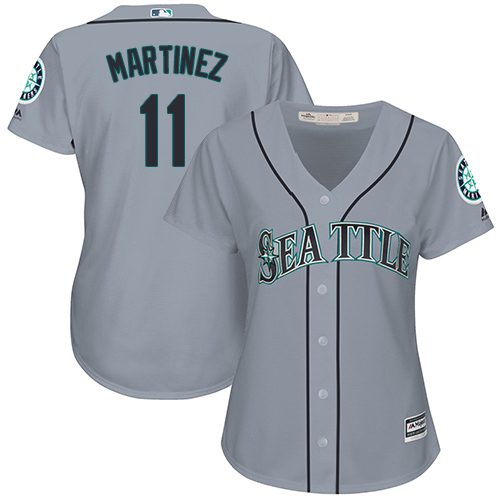 Mariners #11 Edgar Martinez Grey Road Women's Stitched Baseball Jersey