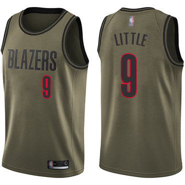 Blazers #9 Nassir Little Green Salute to Service Basketball Swingman Jersey