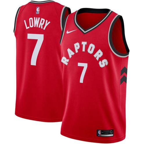 Raptors #7 Kyle Lowry Red Basketball Swingman Icon Edition Jersey