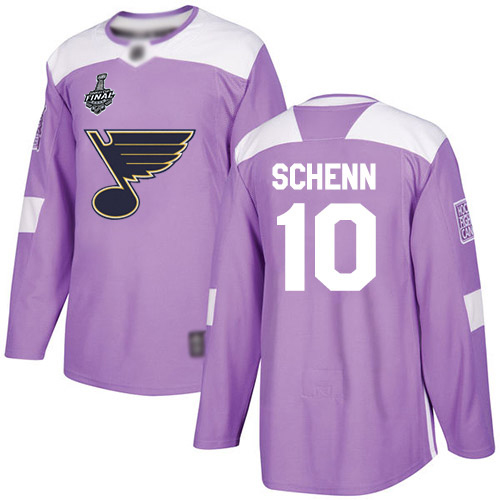 Men's St. Louis Blues #10 Brayden Schenn Purple Authentic Fights Cancer 2019 Stanley Cup Final Bound Stitched Hockey Jersey