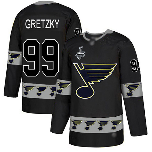 Men's St. Louis Blues #99 Wayne Gretzky Black Authentic Team Logo Fashion 2019 Stanley Cup Final Bound Stitched Hockey Jersey