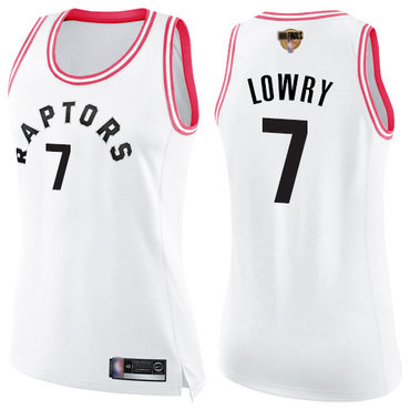 Raptors #7 Kyle Lowry White Pink 2019 Finals Bound Women's Basketball Swingman Fashion Jersey