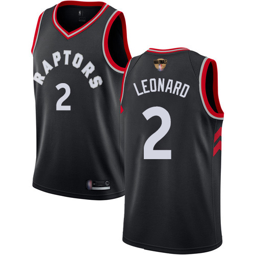 Raptors #2 Kawhi Leonard Black 2019 Finals Bound Youth Basketball Swingman Statement Edition Jersey