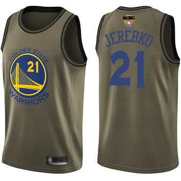 Warriors #21 Jonas Jerebko Green 2019 Finals Bound Basketball Swingman Salute to Service Jersey