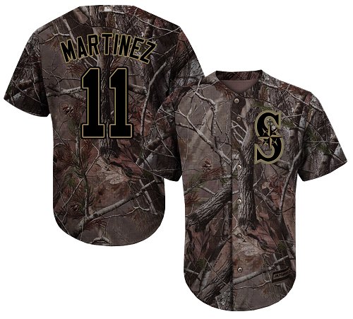 Youth Mariners #11 Edgar Martinez Camo Realtree Collection Cool Base Stitched Baseball Jersey