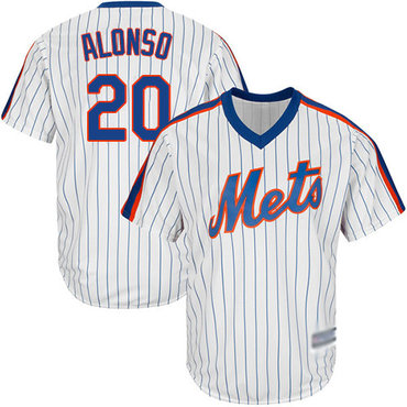 Youth Mets #20 Pete Alonso White(Blue Strip) Alternate Cool Base Stitched Baseball Jersey