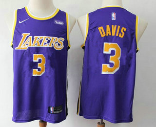 Men's Los Angeles Lakers #3 Anthony Davis 2019 Purple Nike Swingman Wish Stitched NBA Jersey