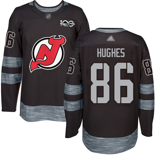 Devils #86 Jack Hughes Black 1917-2017 100th Anniversary Stitched Hockey Jersey