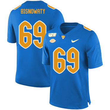 Pittsburgh Panthers 69 Adam Bisnowaty Blue 150th Anniversary Patch Nike College Football Jersey