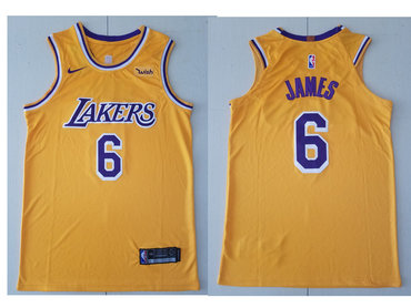 Nike Los Angeles Lakers #6 LeBron James Gold NBA Swingman Icon Edition Jersey