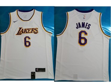 Men's Los Angeles Lakers #6 LeBron James White Nike NBA Association Edition Authentic Jersey