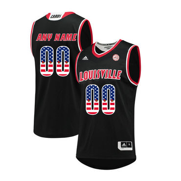 Louisville Cardinals Customized Black USA Flag College Basketball Jersey