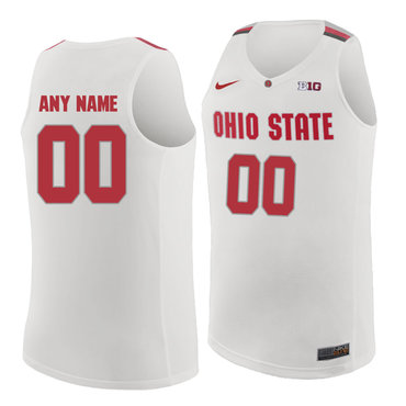 Ohio State Buckeyes White Men's Customized College Basketball Jersey