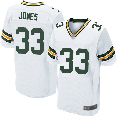 Men's Green Bay Packers #33 Aaron Jones Road White Elite Football Alternate Jersey
