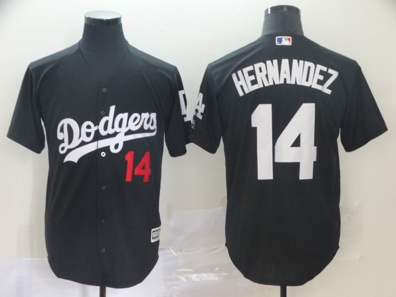 Men's Los Angeles Dodgers 14 Enrique Hernandez Black Turn Back The Clock Cool Base Jersey