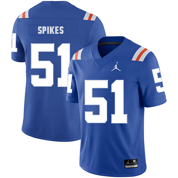 Florida Gators 51 Brandon Spikes Blue Throwback College Football Jersey