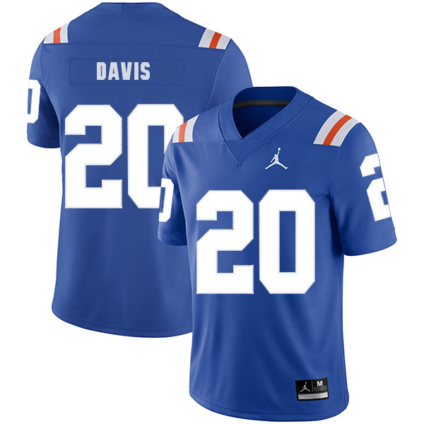 Florida Gators 20 Malik Davis Blue Throwback College Football Jersey