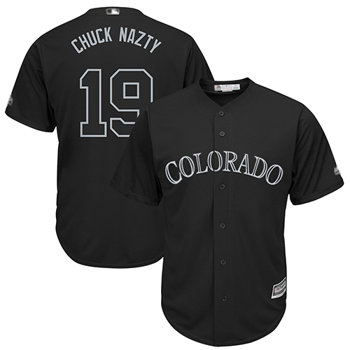 Rockies #19 Charlie Blackmon Black Chuck Nazty Players Weekend Cool Base Stitched Baseball Jersey