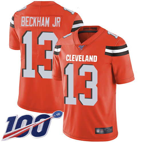 Cleveland Browns #13 Odell Beckham Jr Orange Alternate Men's Stitched Football 100th Season Vapor Limited Jersey