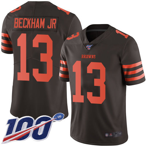 Cleveland Browns #13 Odell Beckham Jr Brown Men's Stitched Football Limited Rush 100th Season Jersey