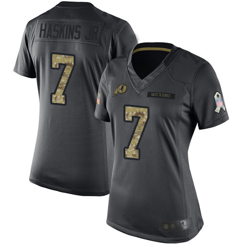 Redskins #7 Dwayne Haskins Jr Black Women's Stitched Football Limited 2016 Salute to Service Jersey