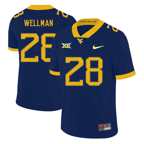 West Virginia Mountaineers 28 Elijah Wellman Navy College Football Jersey