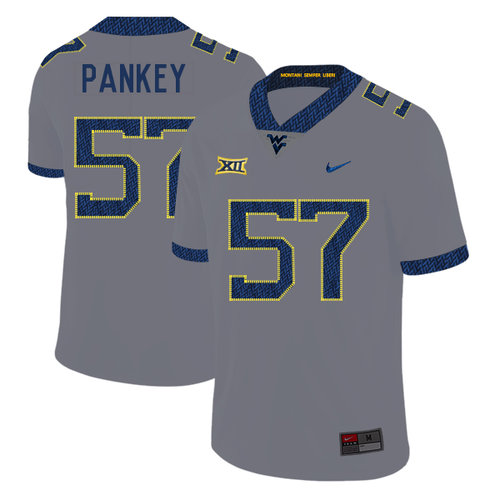 West Virginia Mountaineers 57 Adam Pankey Gray College Football Jersey