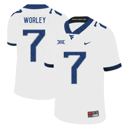 West Virginia Mountaineers 7 Daryl Worley White College Football Jersey