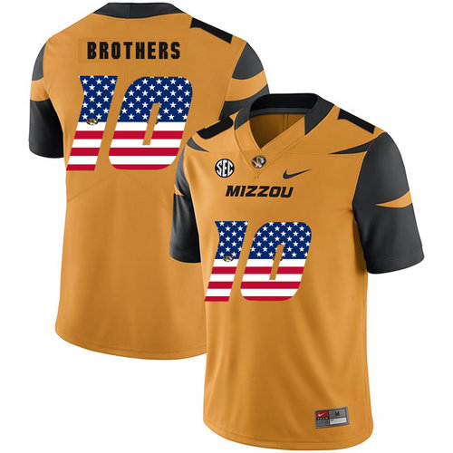 Missouri Tigers 10 Kentrell Brothers Gold USA Flag Nike College Football Jersey