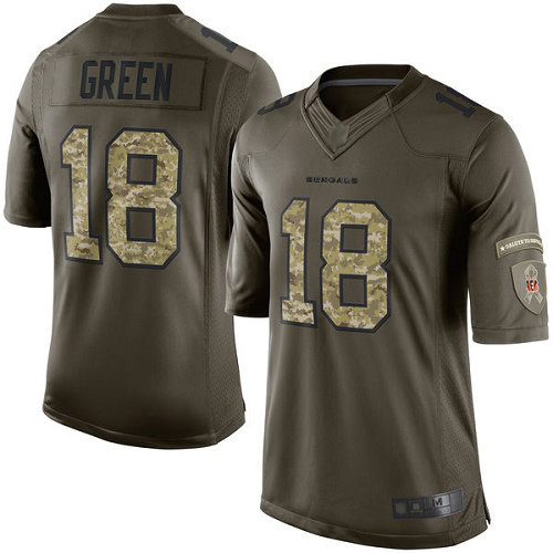 Bengals #18 A.J. Green Green Men's Stitched Football Limited 2015 Salute to Service Jersey