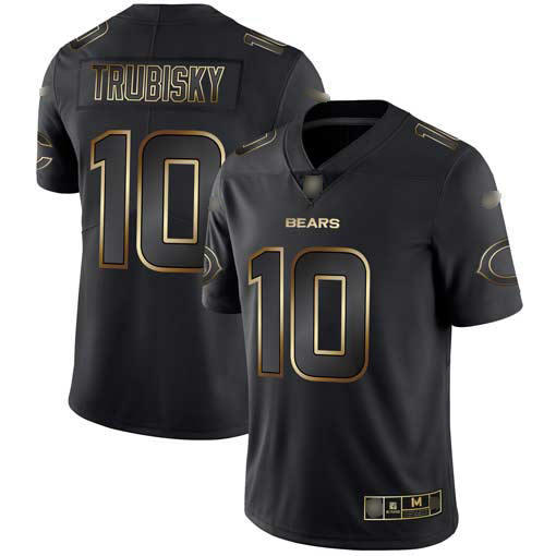 Bears #10 Mitchell Trubisky Black Gold Men's Stitched Football Vapor Untouchable Limited Jersey