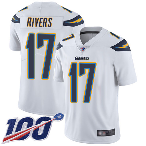 Chargers #17 Philip Rivers White Men's Stitched Football 100th Season Vapor Limited Jersey