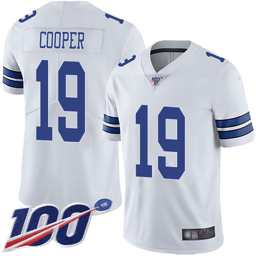 Cowboys #19 Amari Cooper White Men's Stitched Football 100th Season Vapor Limited Jersey