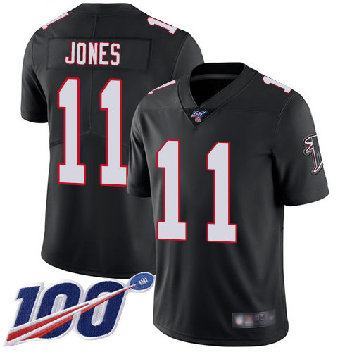 Falcons #11 Julio Jones Black Alternate Men's Stitched Football 100th Season Vapor Limited Jersey