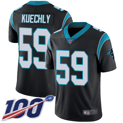 Panthers #59 Luke Kuechly Black Team Color Men's Stitched Football 100th Season Vapor Limited Jersey