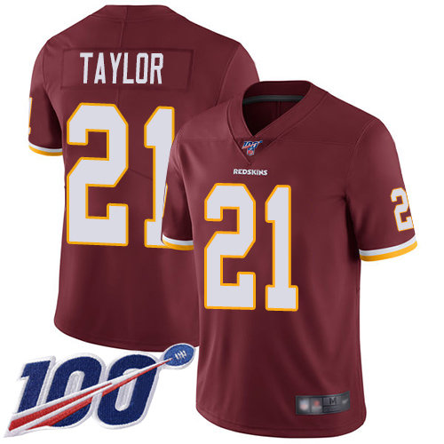 Redskins #21 Sean Taylor Burgundy Red Team Color Men's Stitched Football 100th Season Vapor Limited Jersey