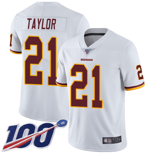 Redskins #21 Sean Taylor White Men's Stitched Football 100th Season Vapor Limited Jersey